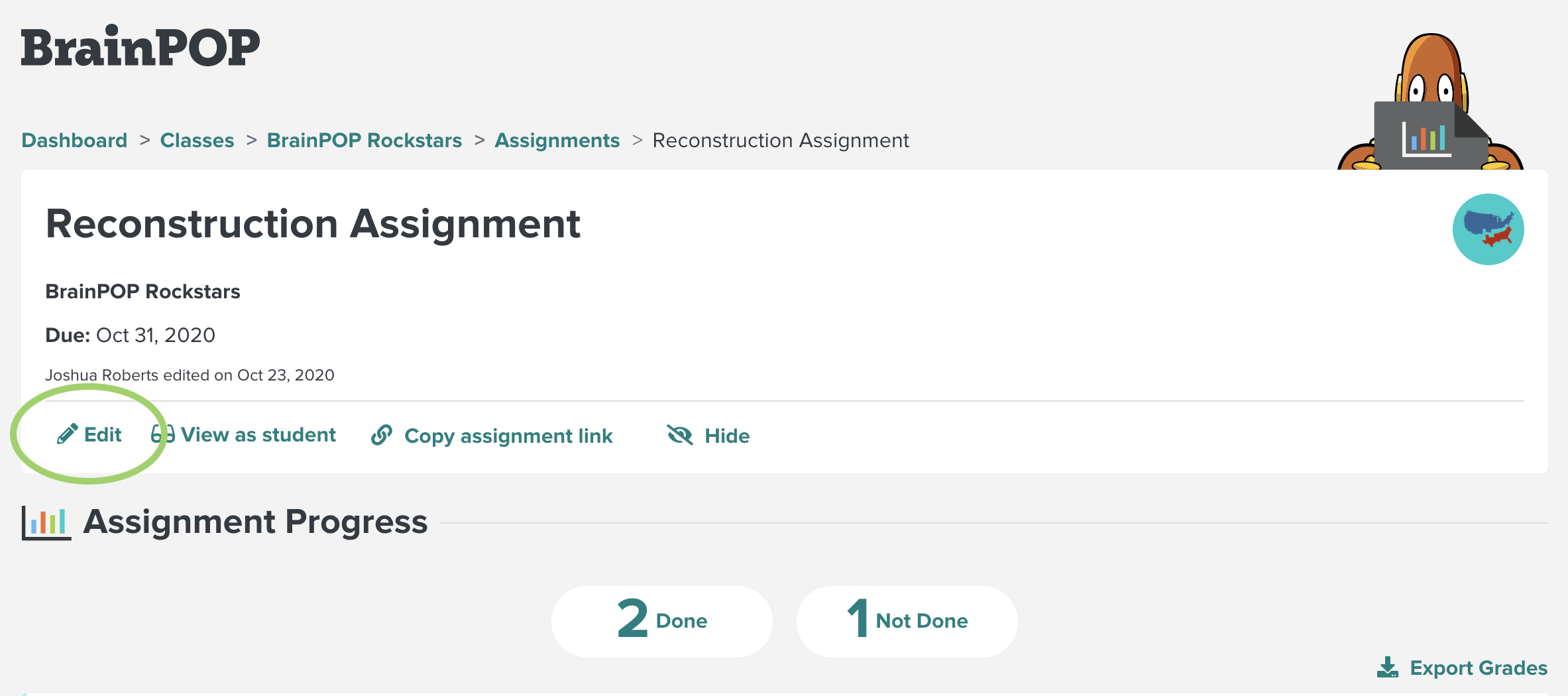 image of the assignment editor