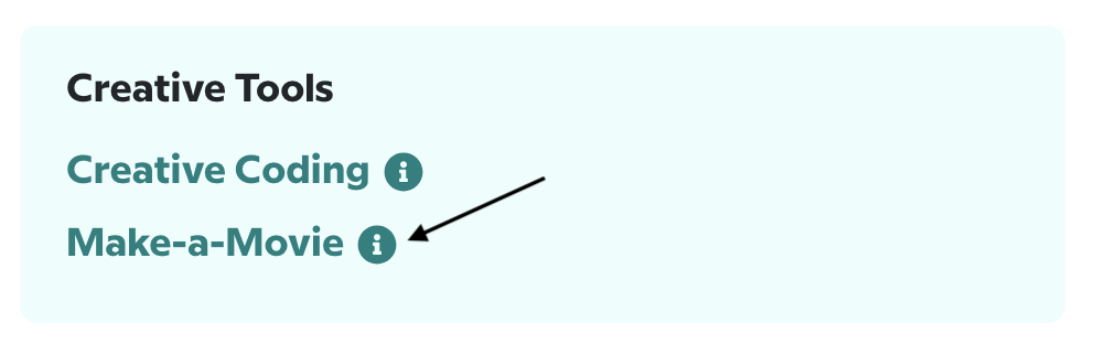 Image of the Make-a-Movie link under Creative Tools