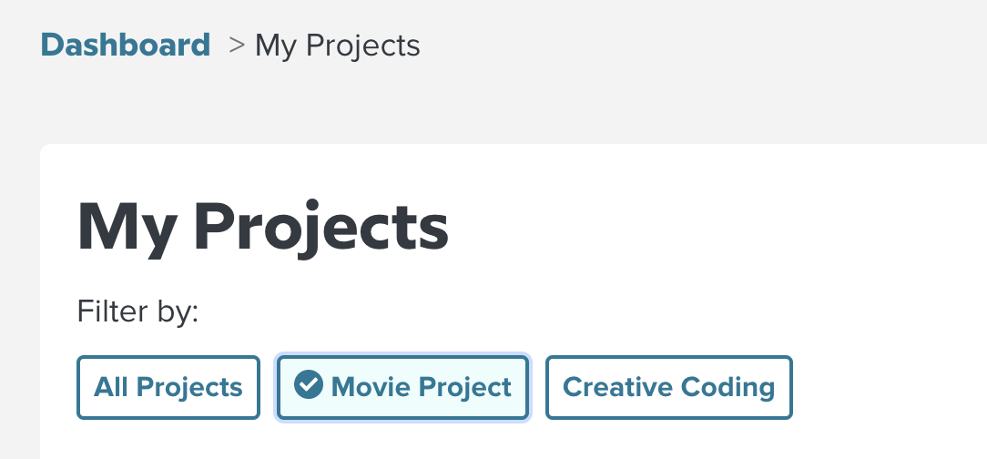 Image of "My Projects" section in the Teacher Dashboard